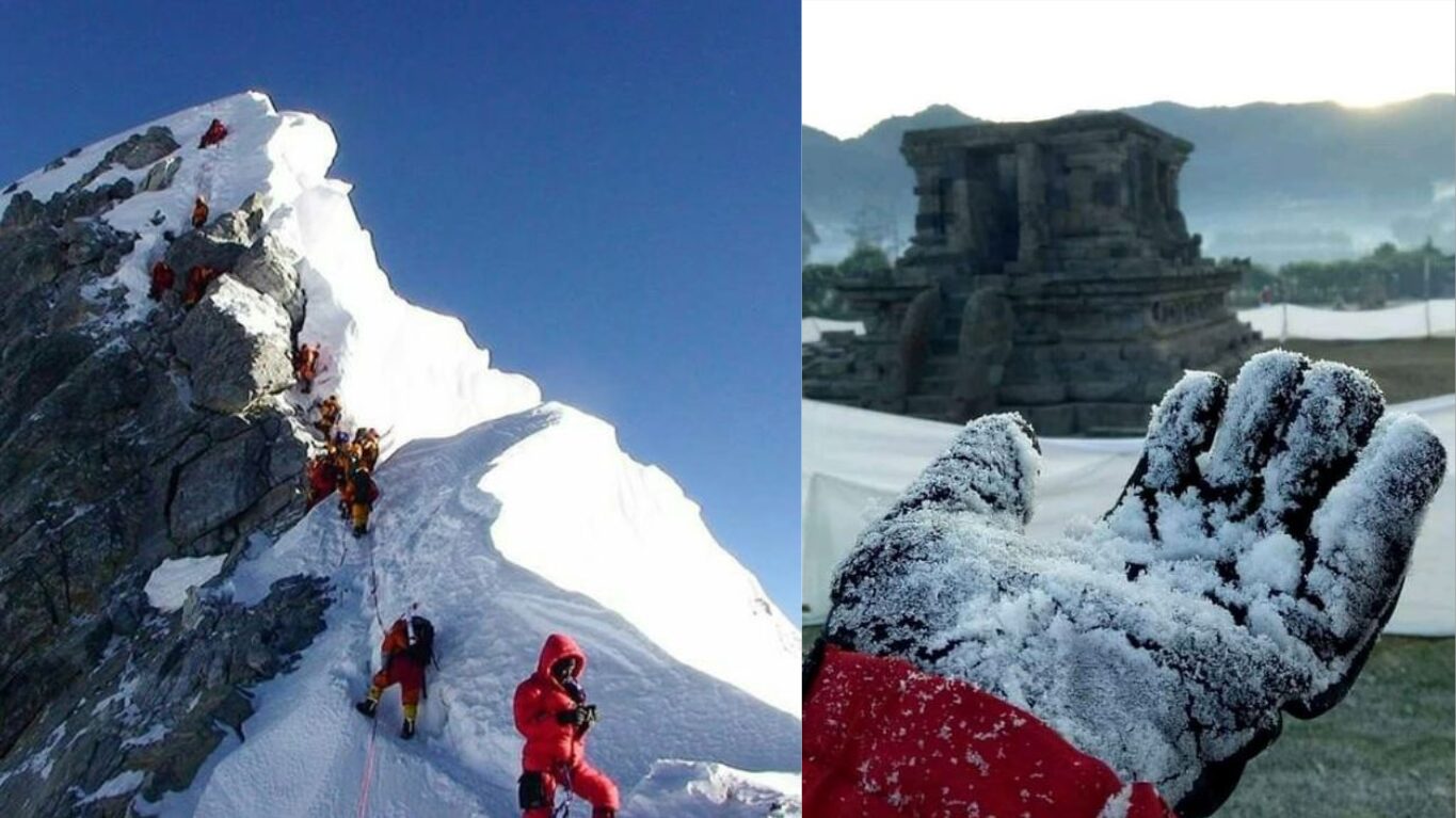 Snow-covered peak in Papua, Indonesia